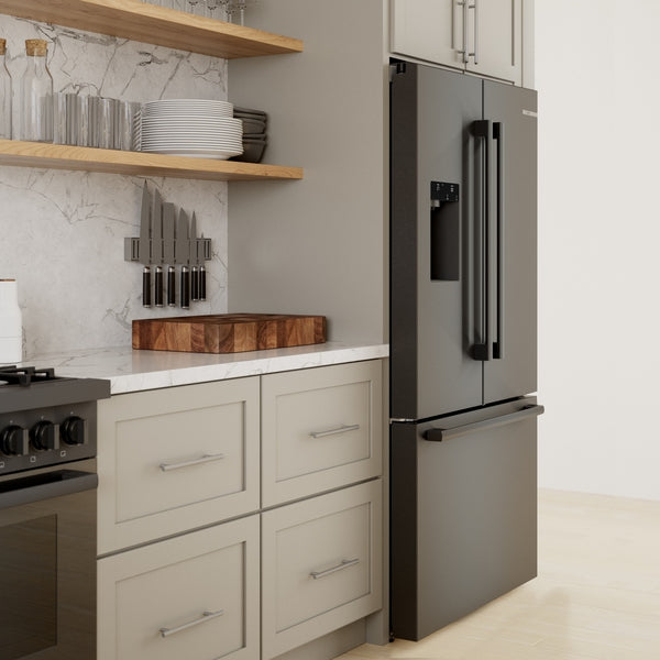 500 Series, French Door Bottom Mount Refrigerator, 36'', Black Stainless Steel