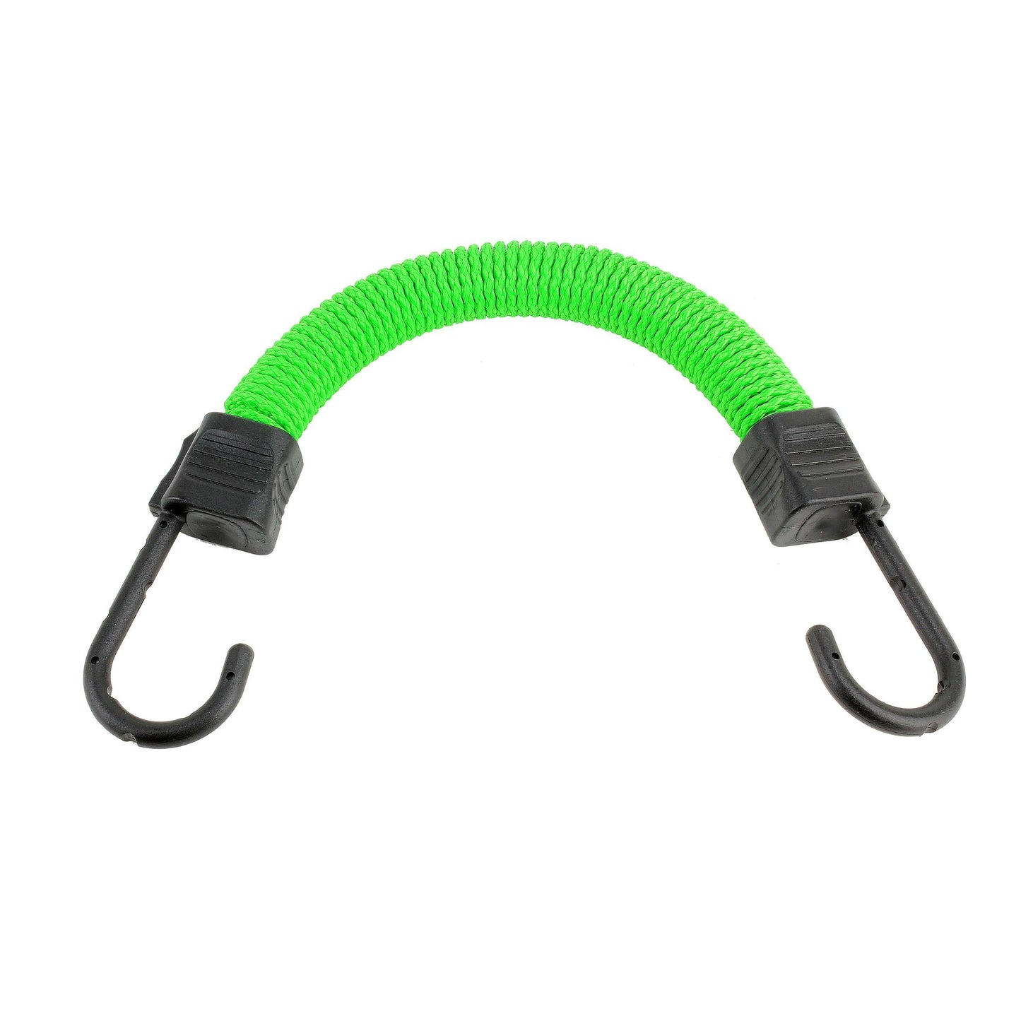 SuperBungee 6 in. Cord in green with black hooks, flexible tool for home improvement and securing items