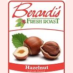 Packaging label featuring fresh roasted hazelnuts with a clean, natural design for coffee product branding