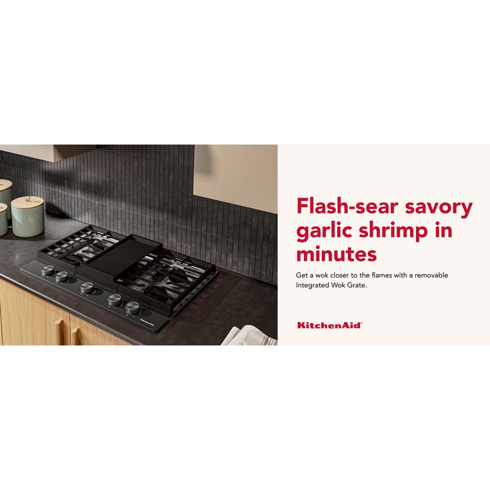 KitchenAid® 30 in. Gas Cooktop with 5 Burners and Integrated Wok Grate