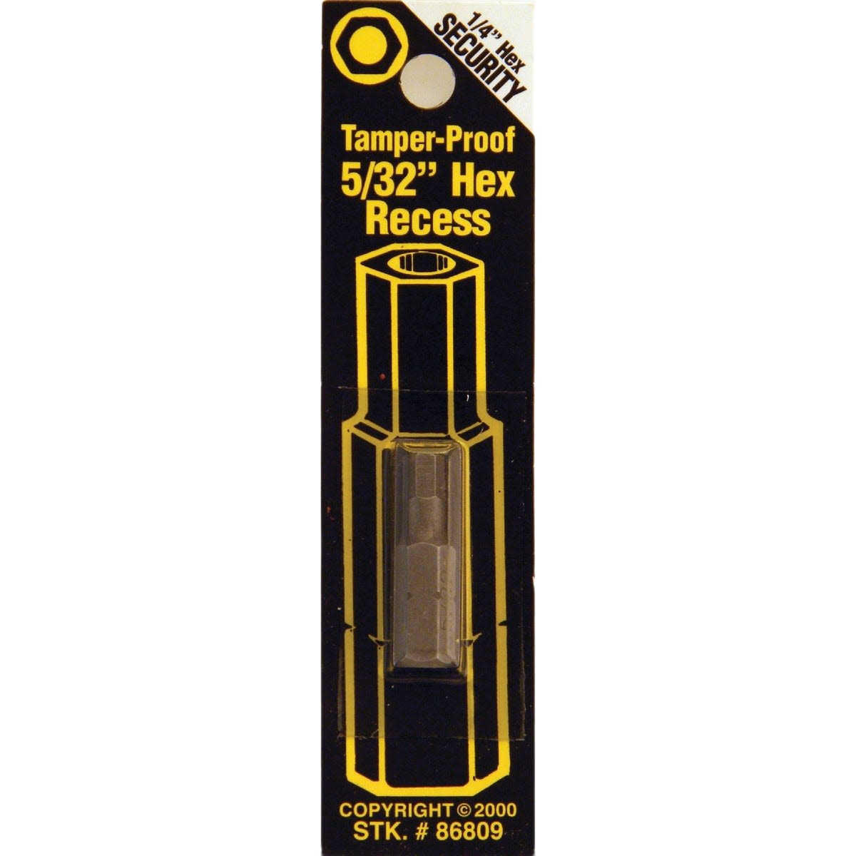 Tamper-proof 5/32" hex recess bit for drill and power tool accessories in home improvement collections