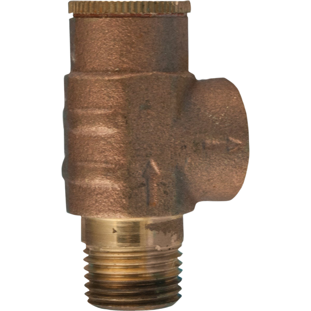 Copper pressure relief valve with threaded metal ends designed for plumbing and home improvement tasks