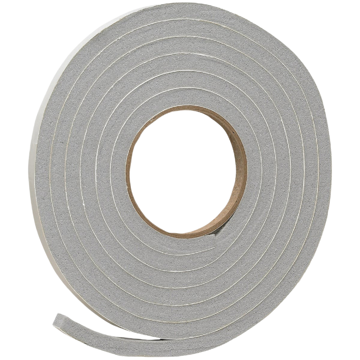 Gray foam weatherstrip tape roll for sealing doors and windows in hardware and home improvement collections