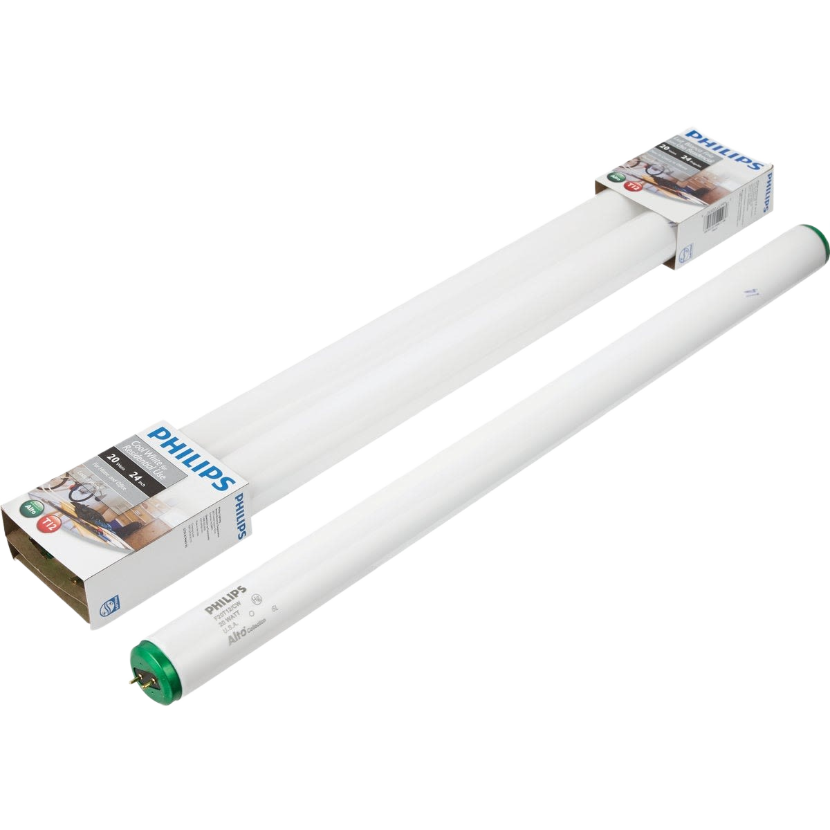 Philips 20 watt T12 medium bi-pin fluorescent tube light bulb for lighting and electrical home improvement projects