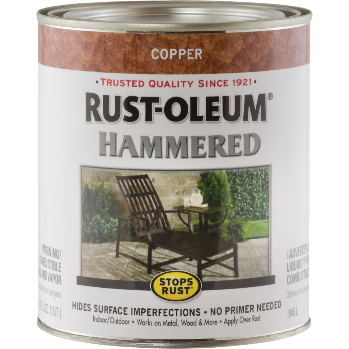 Quart size copper hammered paint can for indoor and outdoor home improvement in specialty paint collection