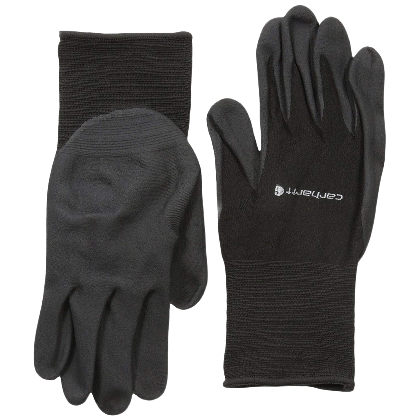 Pair of large black gloves with textured palms and ribbed cuffs designed for all-purpose use in tools and home improvement tasks