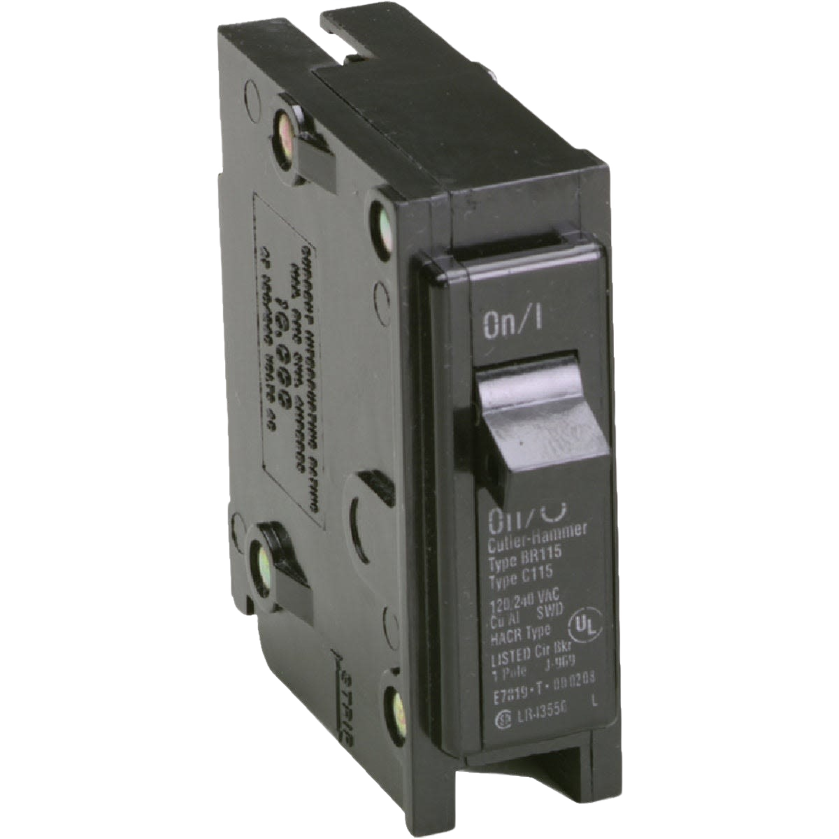 Standard trip circuit breaker with single-pole design for residential electrical panel and home improvement use