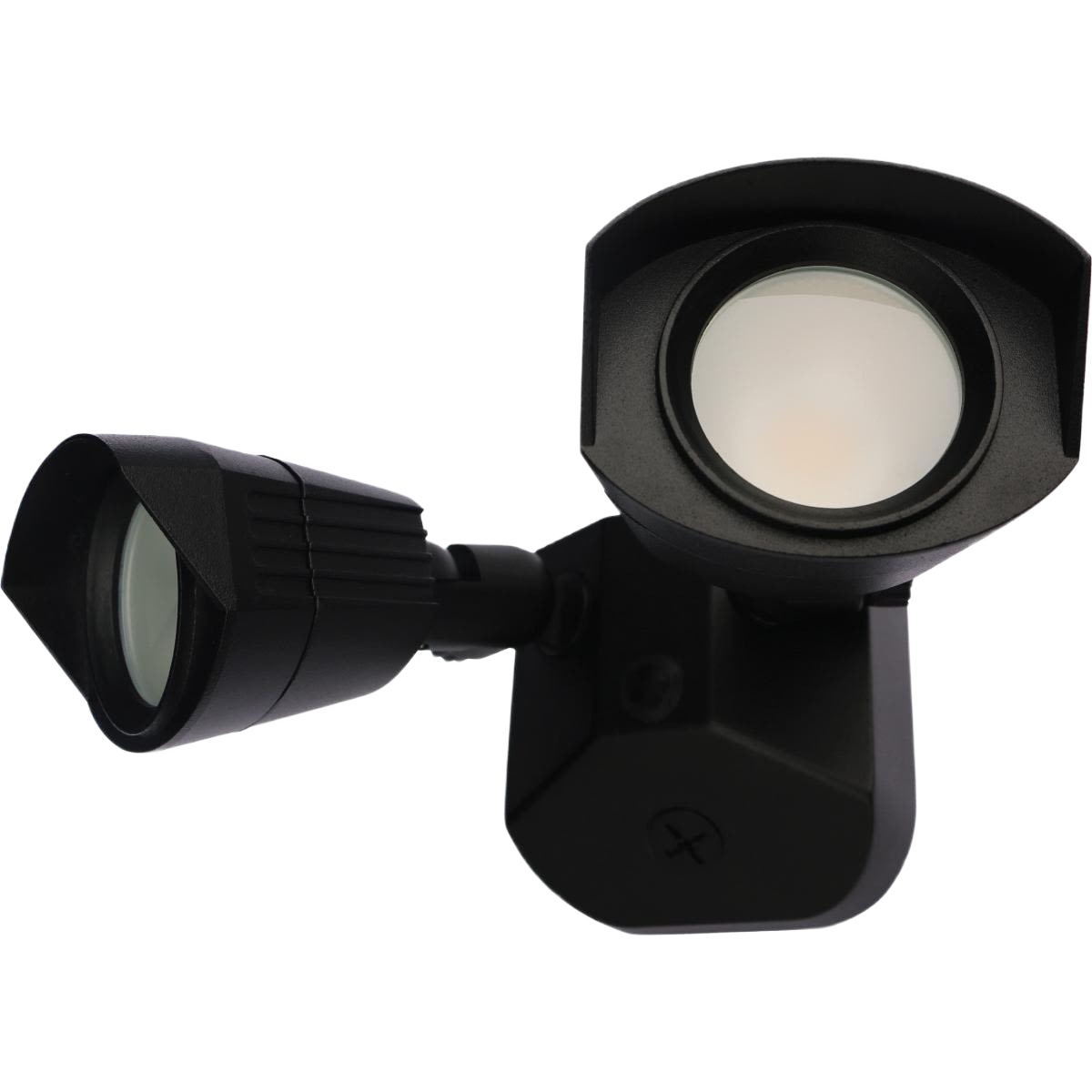 Dual head black LED security light with durable aluminum housing for outdoor safety and smart lighting applications