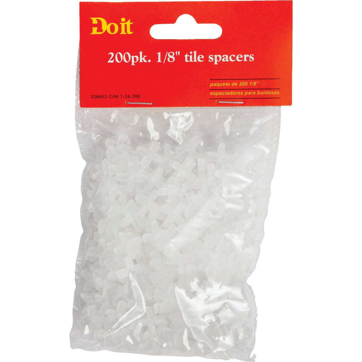 Pack of 200 durable white plastic tile spacers for precise 1/8 inch grout lines in home improvement projects