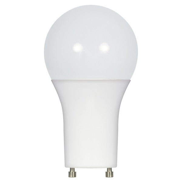 White LED light bulb with GU24 base and A19 shape designed for energy-efficient home lighting solutions