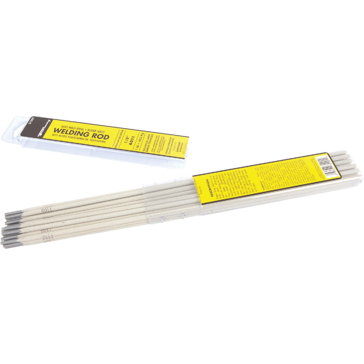 Set of mild steel welding electrodes with yellow labeled packaging for home improvement and metalwork projects