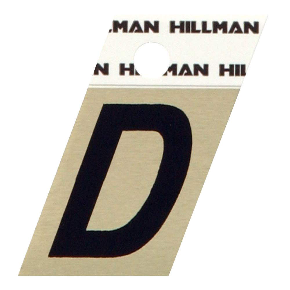 Hillman 1-1/2 in. Black & Gold Aluminum Angle Cut Sticker Letter D