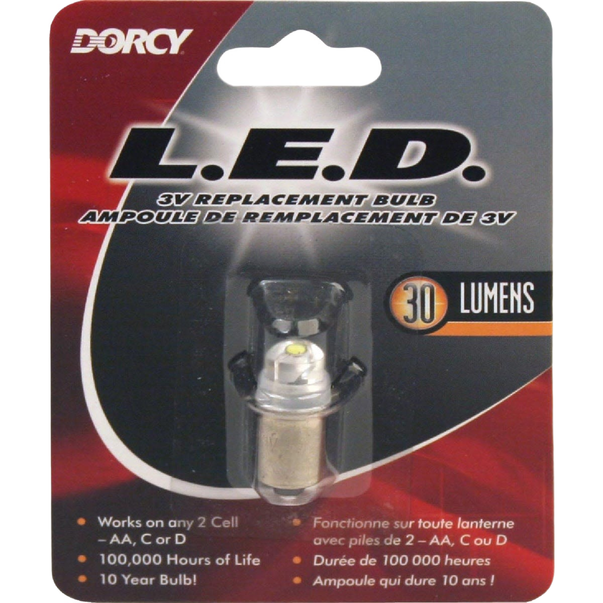 Dorcy LED 3V replacement flashlight bulb emitting 30 lumens for tools and home improvement use