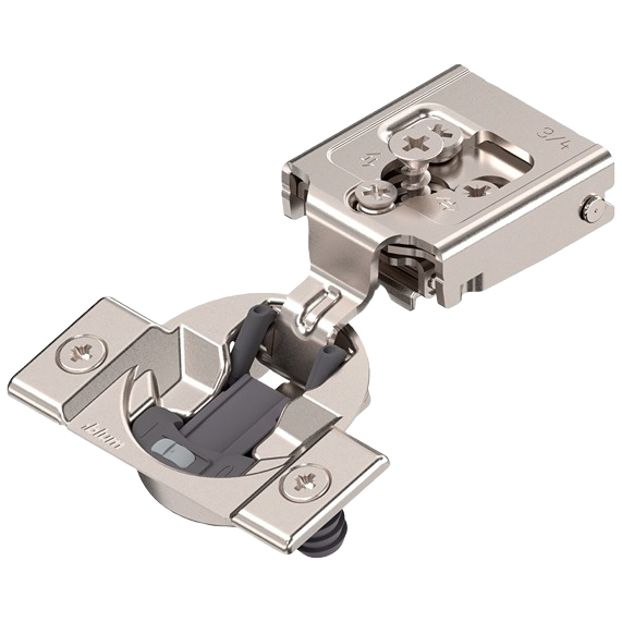 Metal cabinet hinge with adjustment screws and clip-on mechanism for smooth furniture hardware installation and home improvement projects
