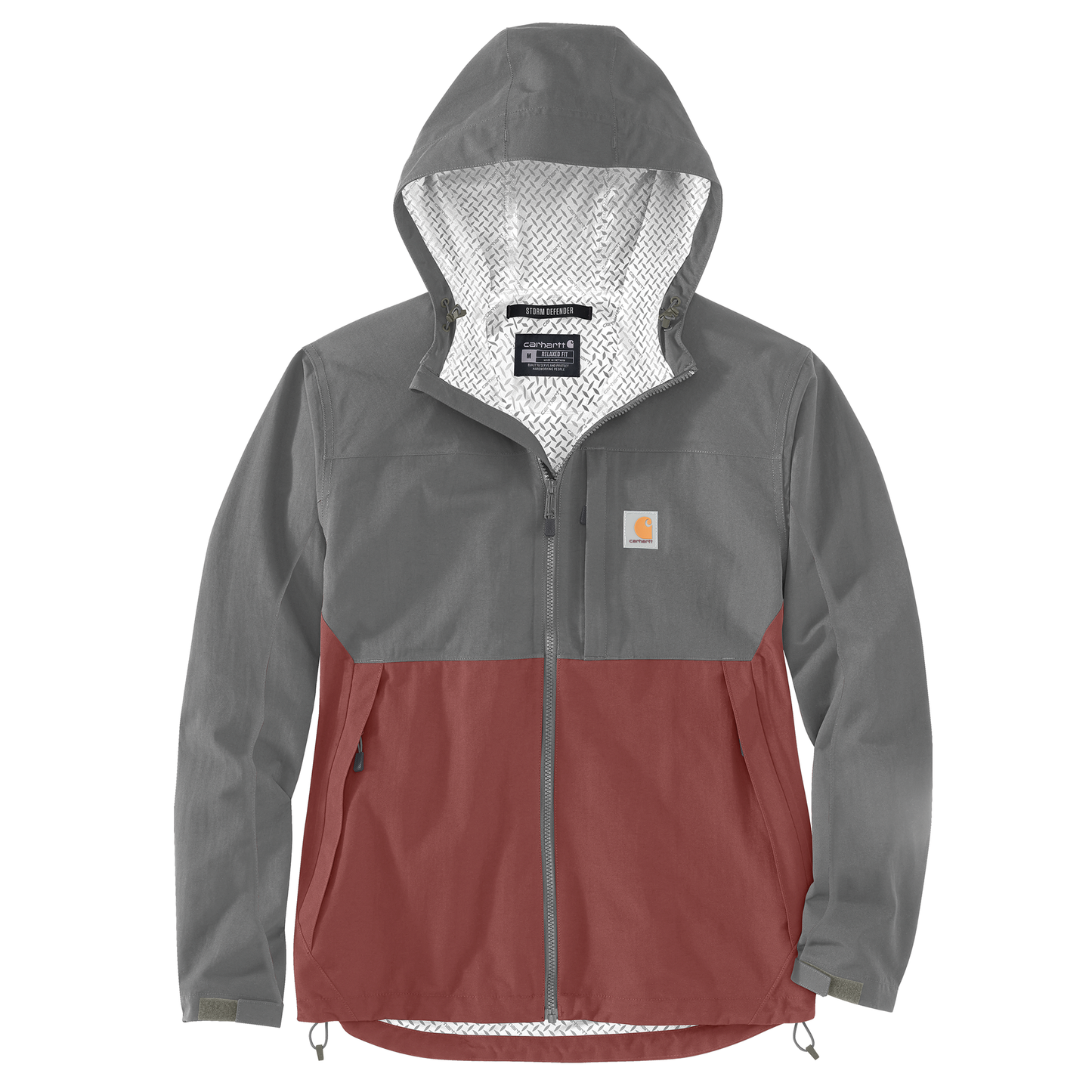 Men's lightweight steel and apple butter colorblock packable jacket for outdoor use in clothing and outerwear collections
