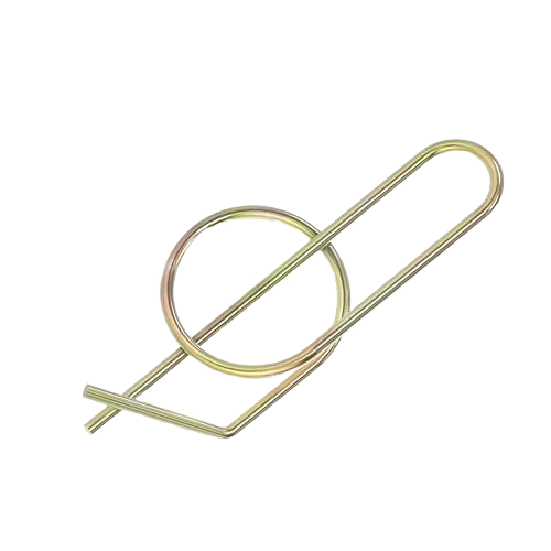 Gold-toned spring locking pin with circular clasp, durable John Deere hardware from Parts & Lubricants under $50 collection