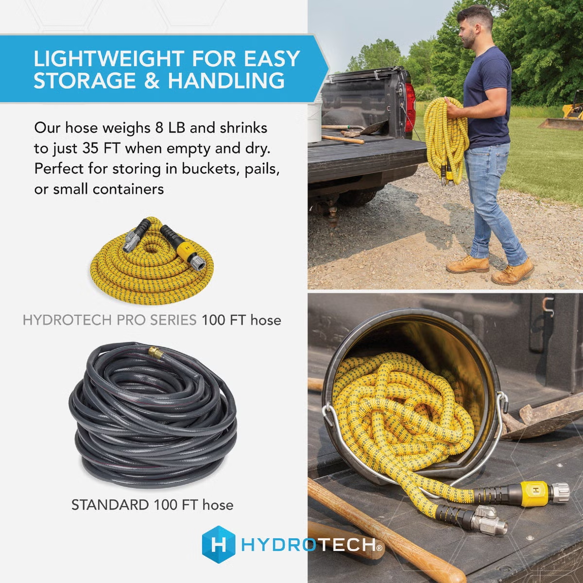 Hydrotech Pro Series 3/4" x 100' Yellow Expandable Burst Proof Hose