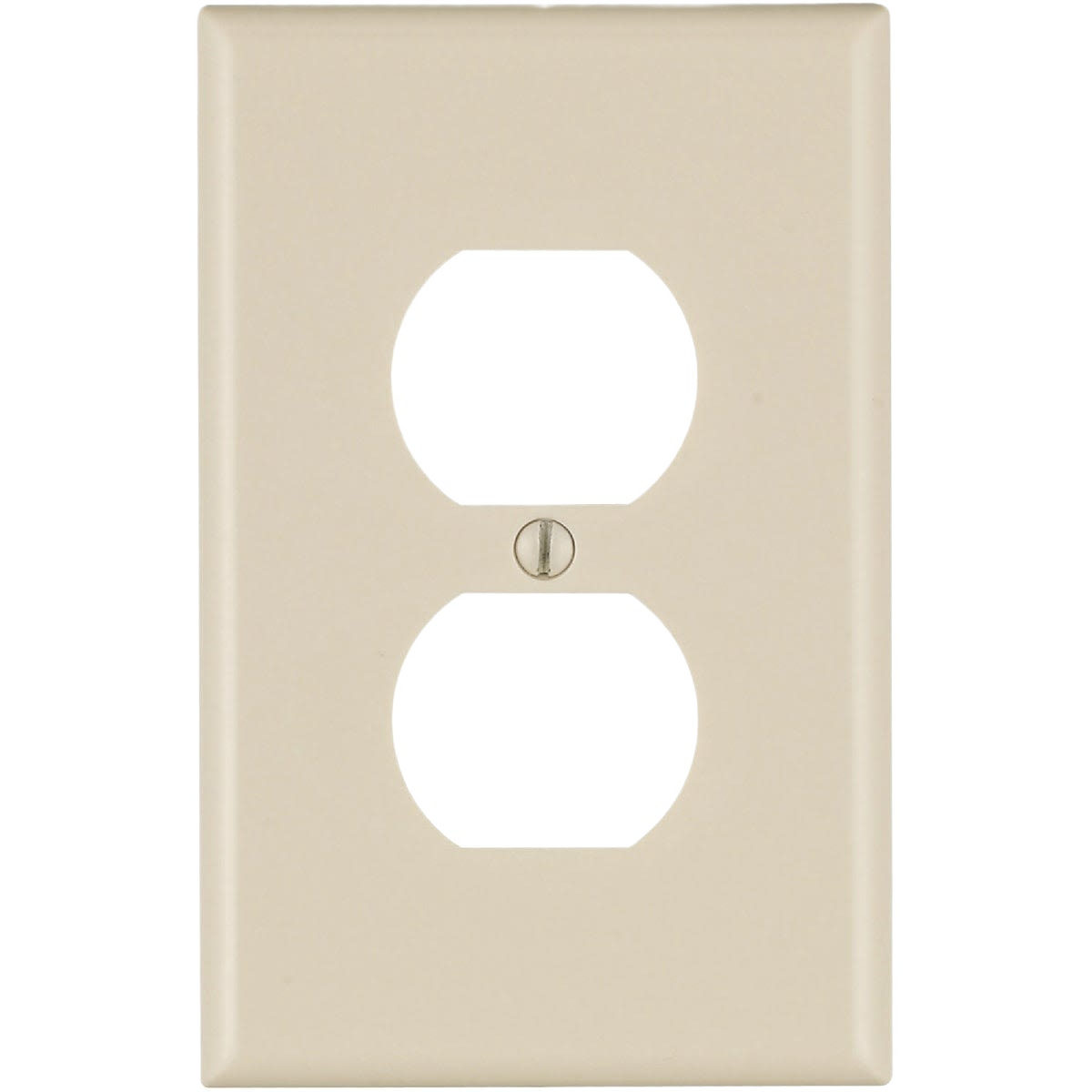 Smooth light almond colored 1-gang outlet wall plate designed for home improvement projects and electrical upgrades
