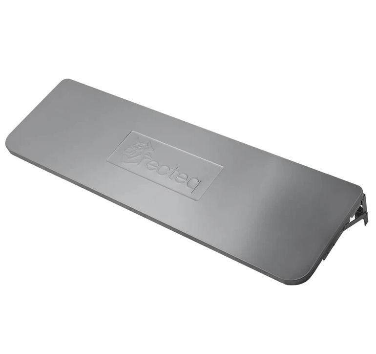 Heavy-duty 304 stainless steel folding front shelf with embossed logo, designed for Grill Accessories and Outdoor Living use with pellet grills.
