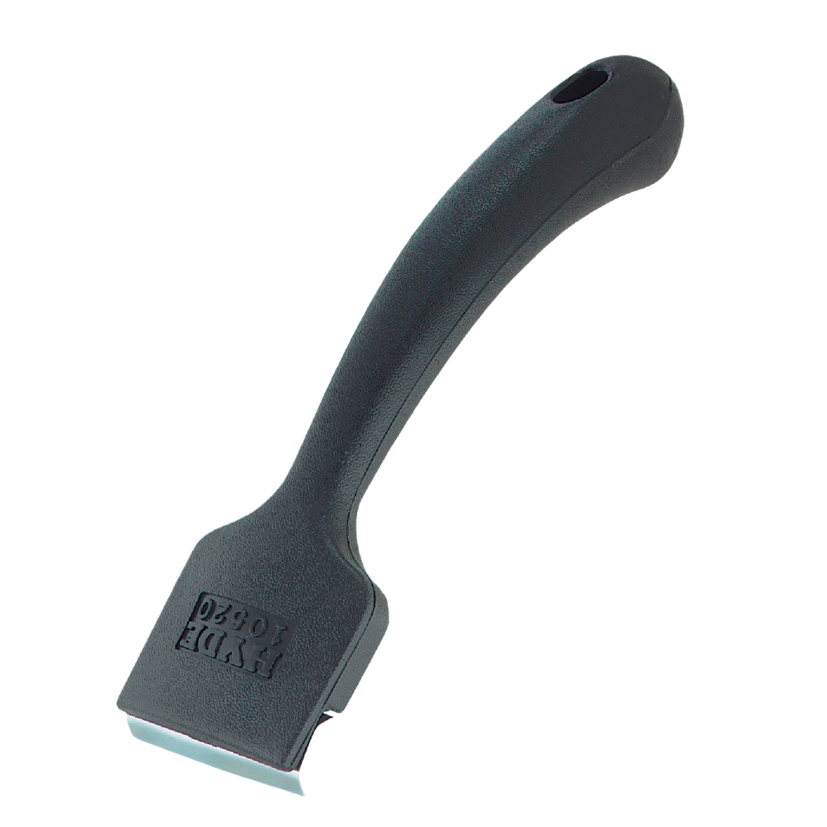 Black and silver 2-edge blade pull scraper with ergonomic handle for home improvement and tool use