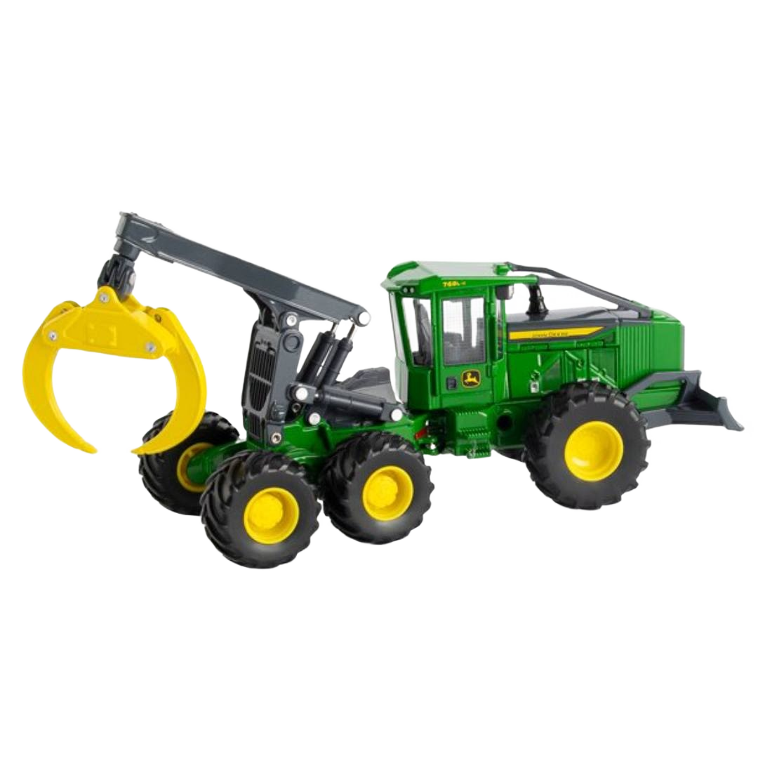 Green and yellow John Deere skidder toy model with articulated claw in Vehicles & Remote Controlled Toys collection