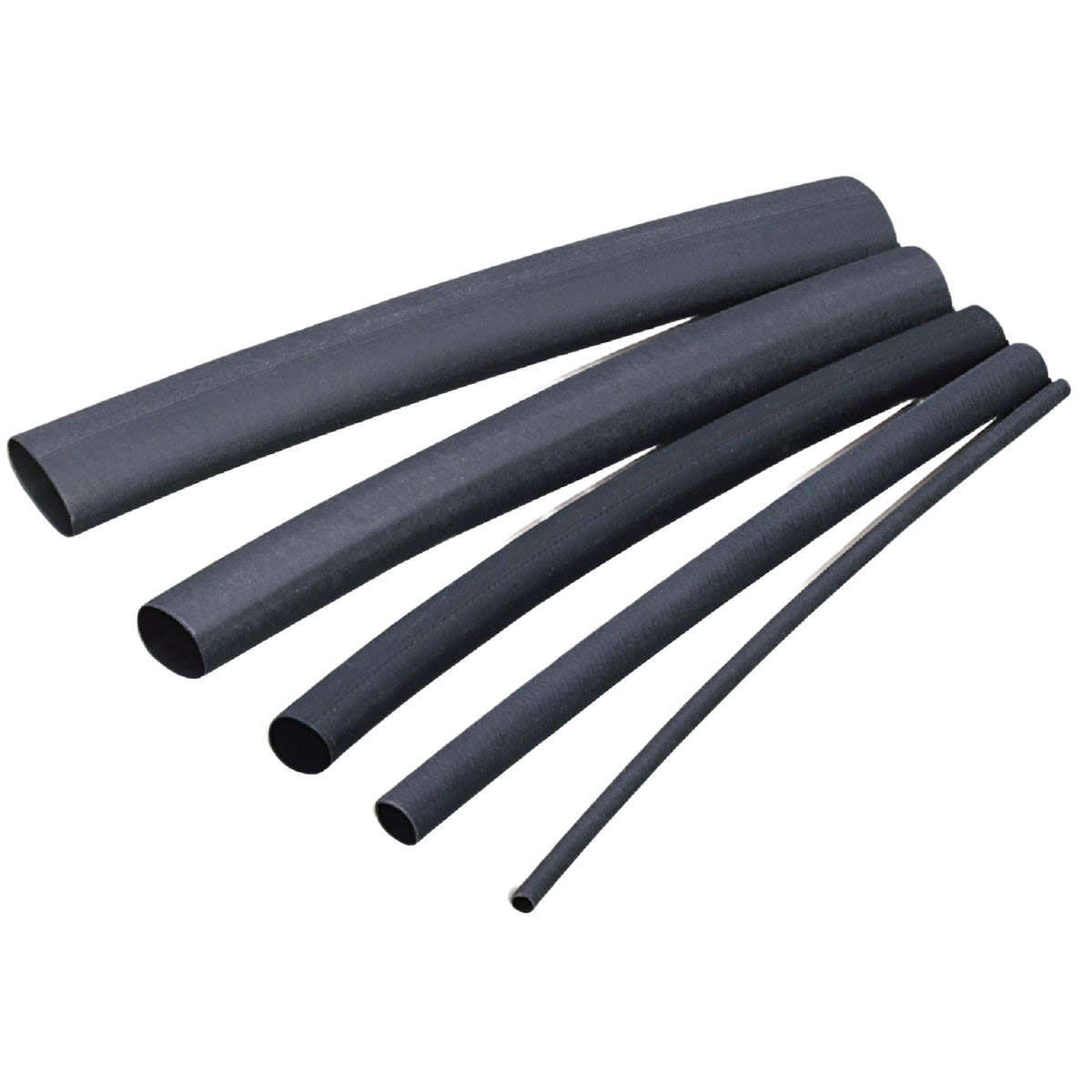 Set of black polyolefin heat shrink tubing in various diameters for electrical insulation and wire protection under $50 collection