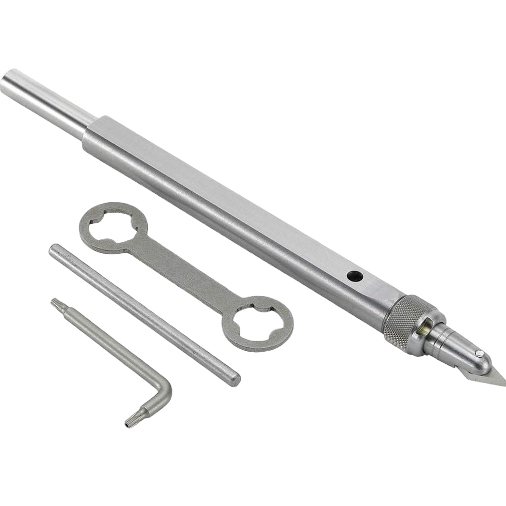Steel shank tool accessory with adjusting wrench and hex key for woodworking tools in home improvement collections