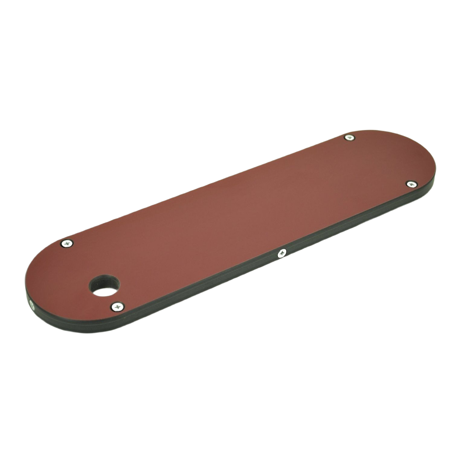 High-density phenolic zero clearance table saw insert with screws, designed for precise cuts in tool and saw accessories collections