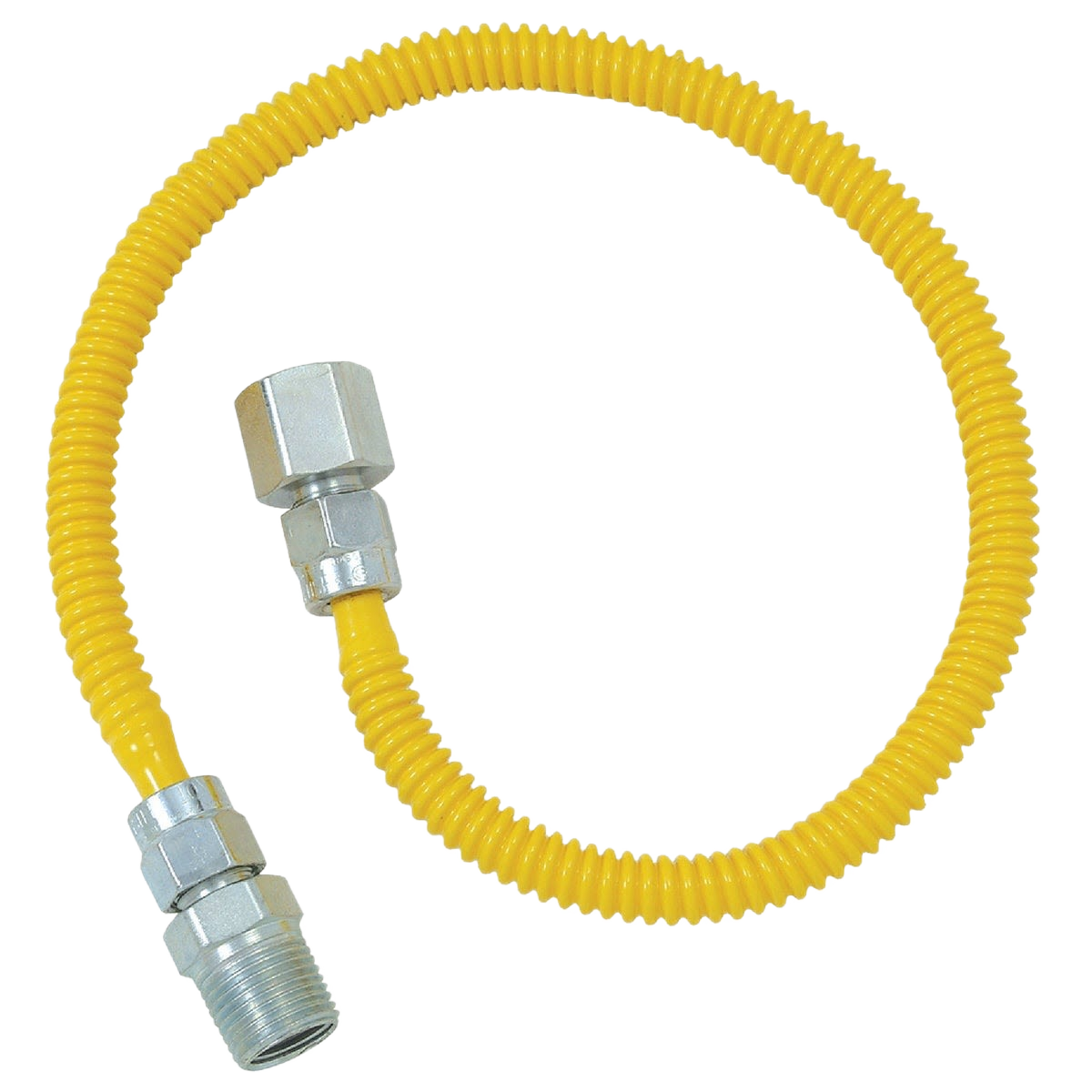 Yellow coated stainless steel flexible gas connector with threaded fittings for plumbing and home improvement projects under $50