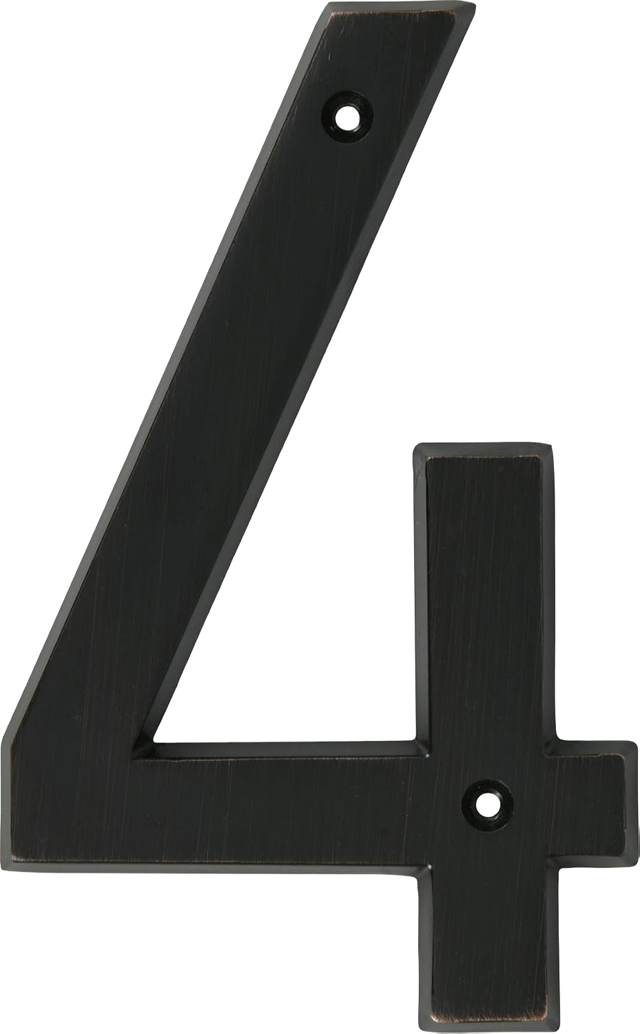 Old World Bronze metal house number 4 with mounting holes for home improvement and signage under $50
