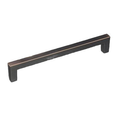 Oil-rubbed bronze cabinet pull with sleek rectangular design for home improvement hardware projects