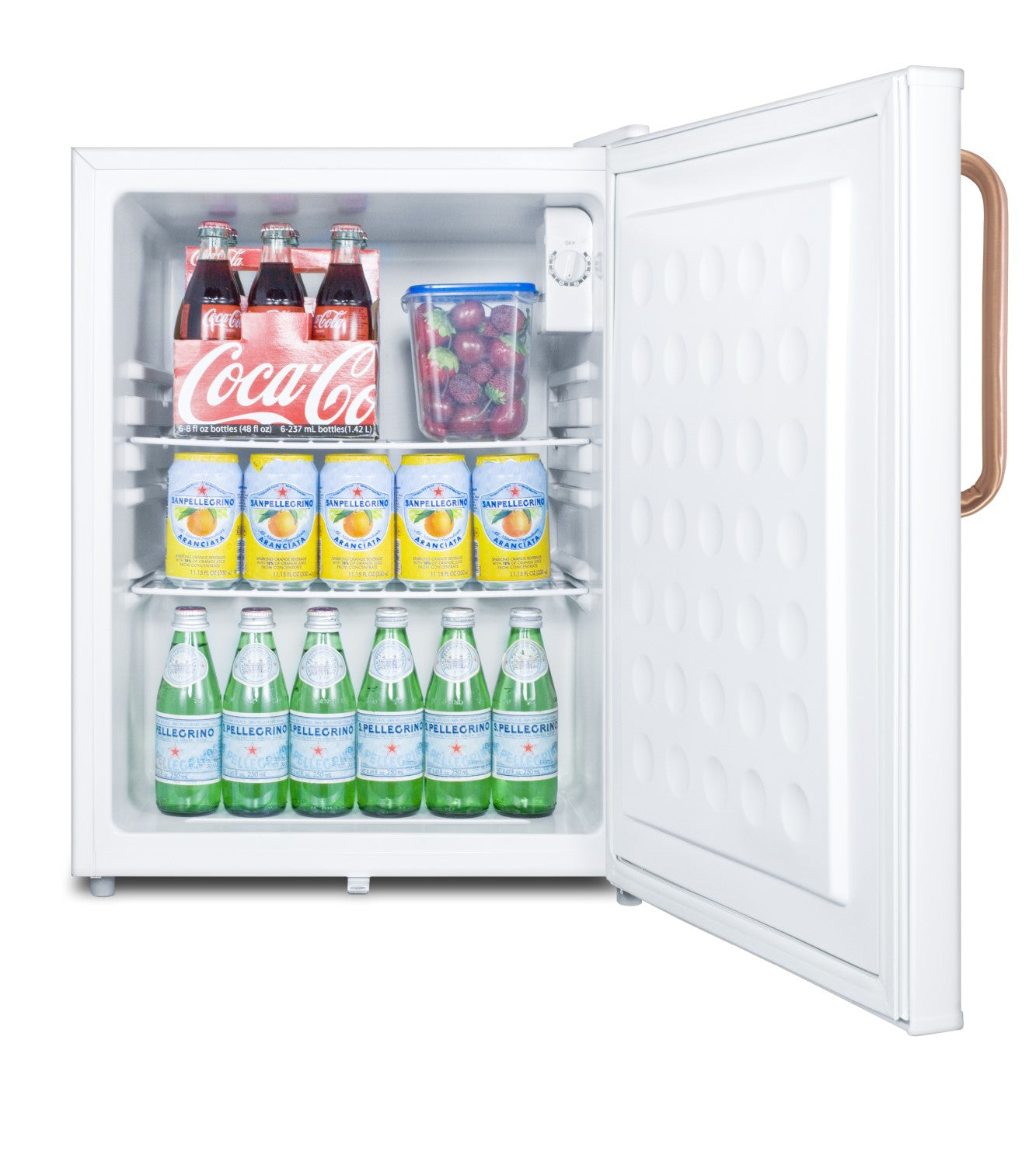 Compact All-Refrigerator with Antimicrobial Pure Copper Handle