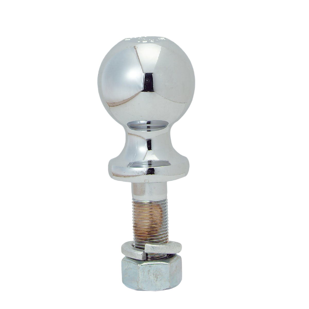 Chrome-finished steel hitch ball with threaded bolt and nut for trailers and towing equipment under $50 collections