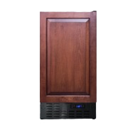 Compact under-counter icemaker with dark wood overlay panel and digital controls from Appliances and Kitchen & Kitchenware collections