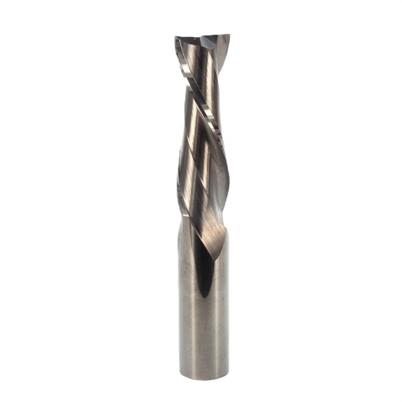 Left-hand spiral router bit with up-cut design for woodworking in tool accessories and power tool collections
