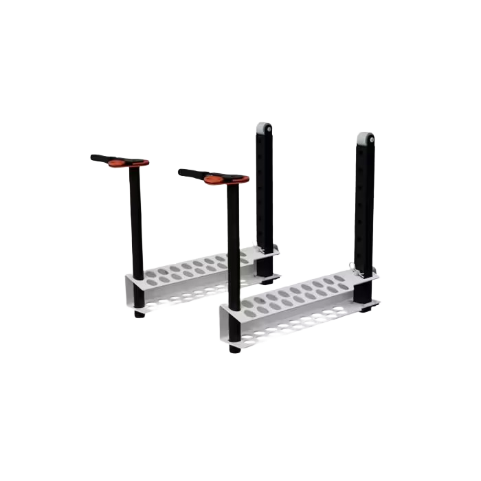 Pair of sturdy metal log clamps with adjustable arms for secure holding in sawmill and woodworking tool accessories collections