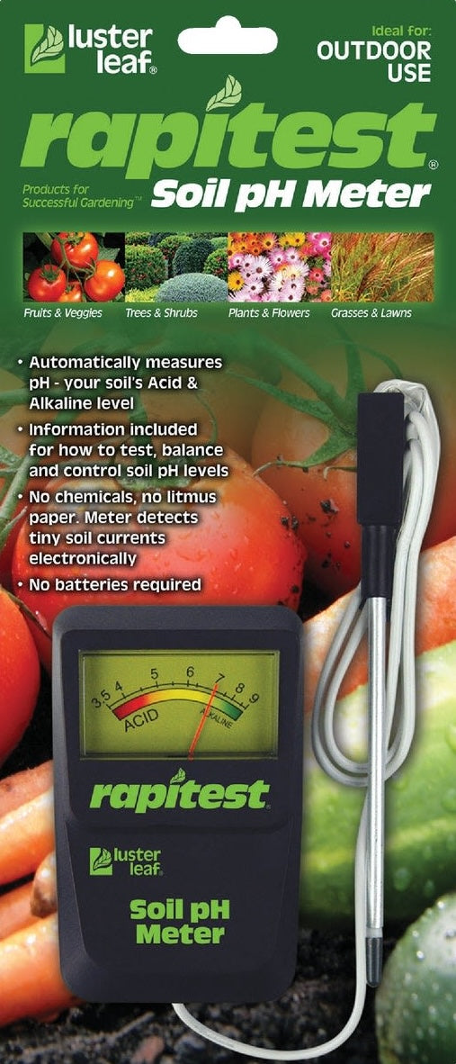 Luster Leaf Rapitest soil pH meter with probe for outdoor gardening and lawn soil acidity testing in lawn and garden collection