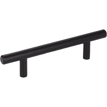 Matte black metal cabinet pull handle with a sleek cylindrical design for home improvement projects