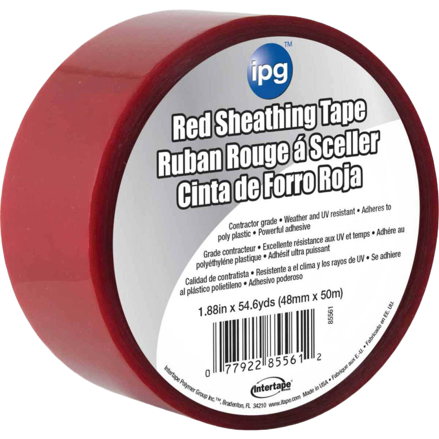 Red sheathing tape with UV-resistant polypropylene film for sealing in Home Improvement and Tape collections under $50