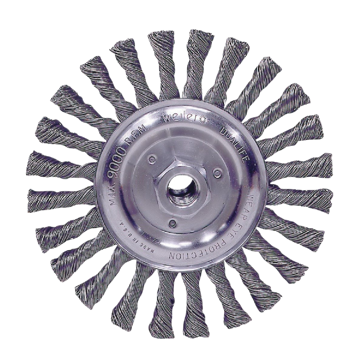 6-inch twist knot wire wheel with steel bristles for power tool accessories in home improvement tasks