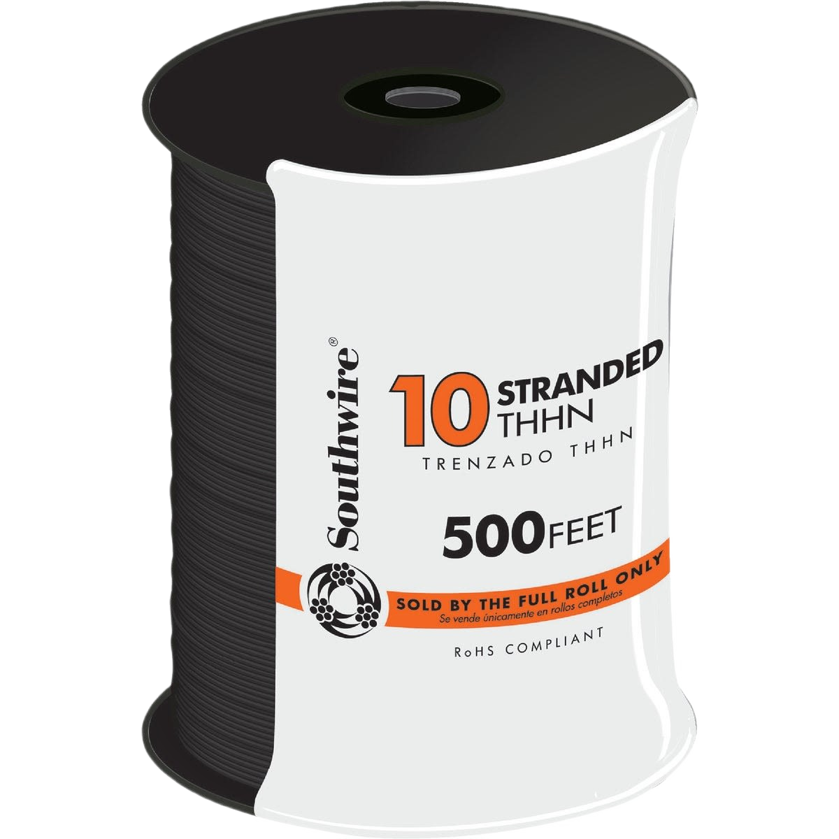 Black 10 gauge stranded THHN wire spool for building wire and electrical projects in home improvement collections