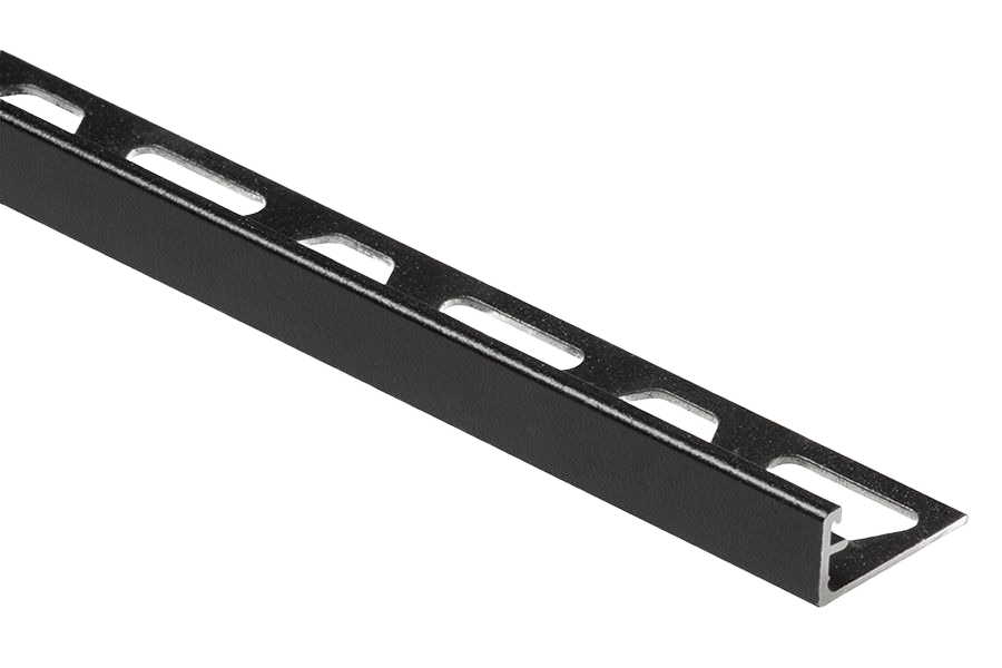 Matte black aluminum edge trim with slotted flange for tile flooring protection in home improvement under $50 collections