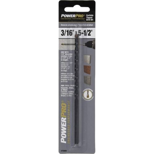 Carbide-tipped drill bit for masonry and concrete drilling in power tool accessories and hardware collections under $50