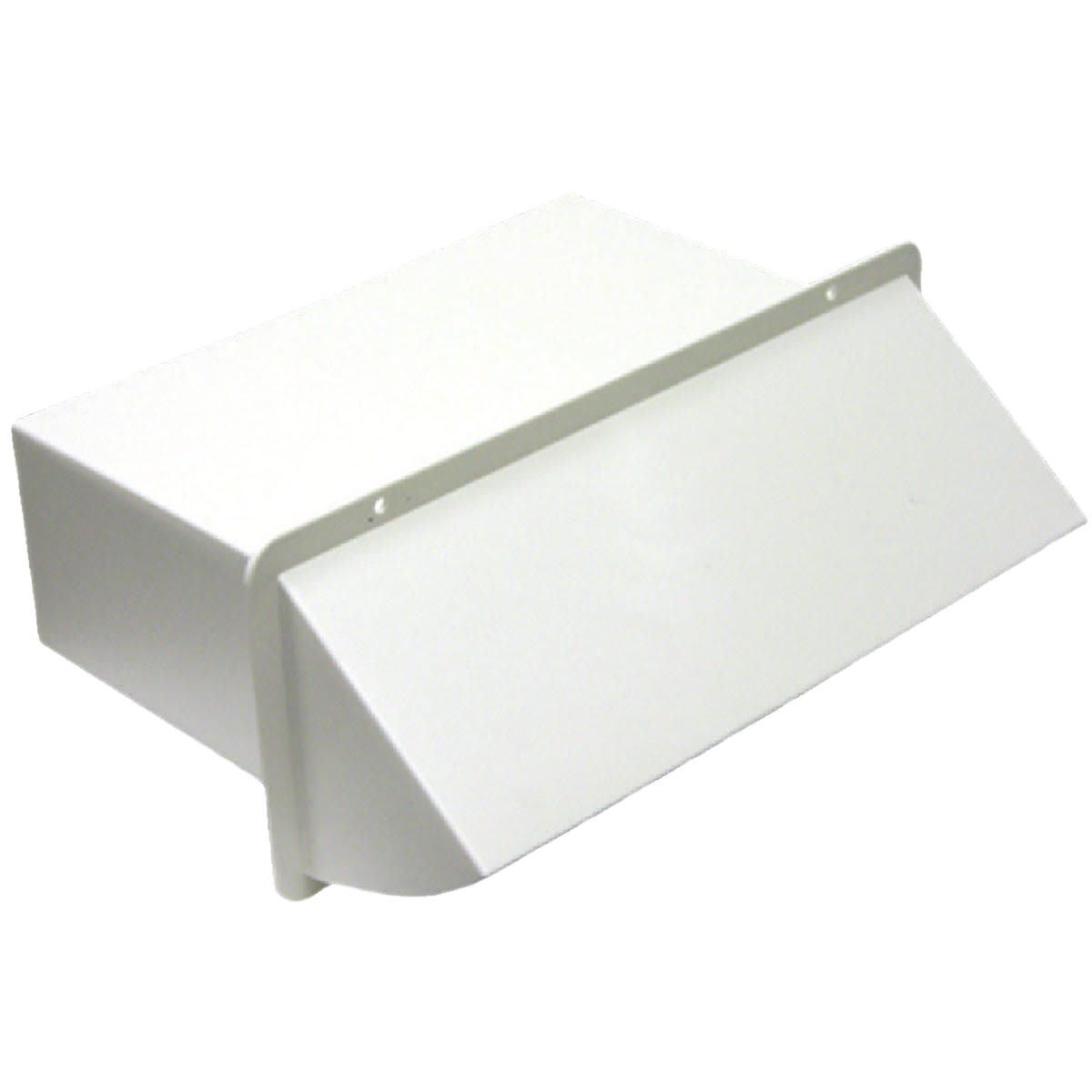 White plastic wall vent cap with built-in damper for 10-inch ducts, ideal for appliance and dryer parts collections