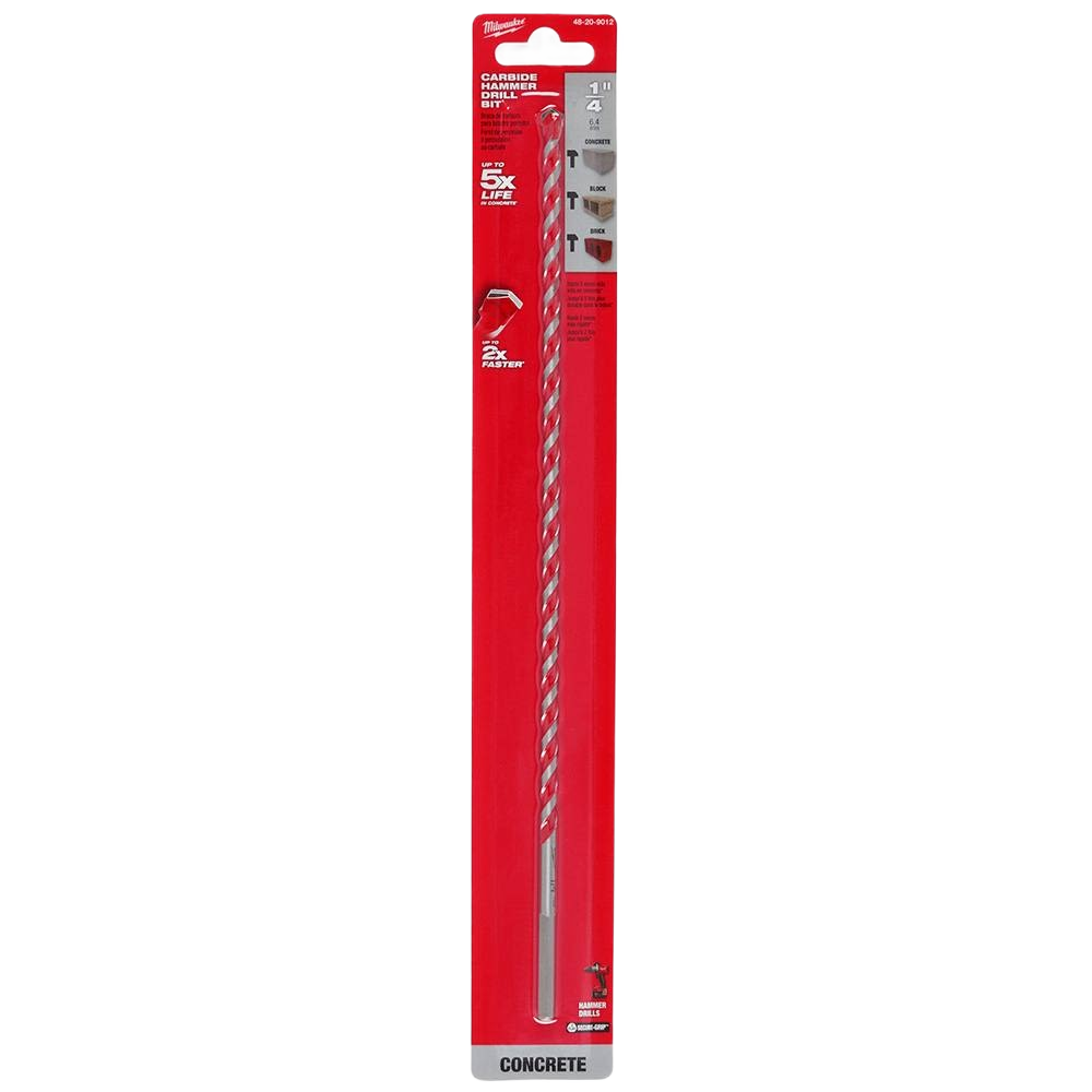 Milwaukee 12-inch carbide-tipped hammer drill bit for concrete drilling in tool accessories under $50 collection