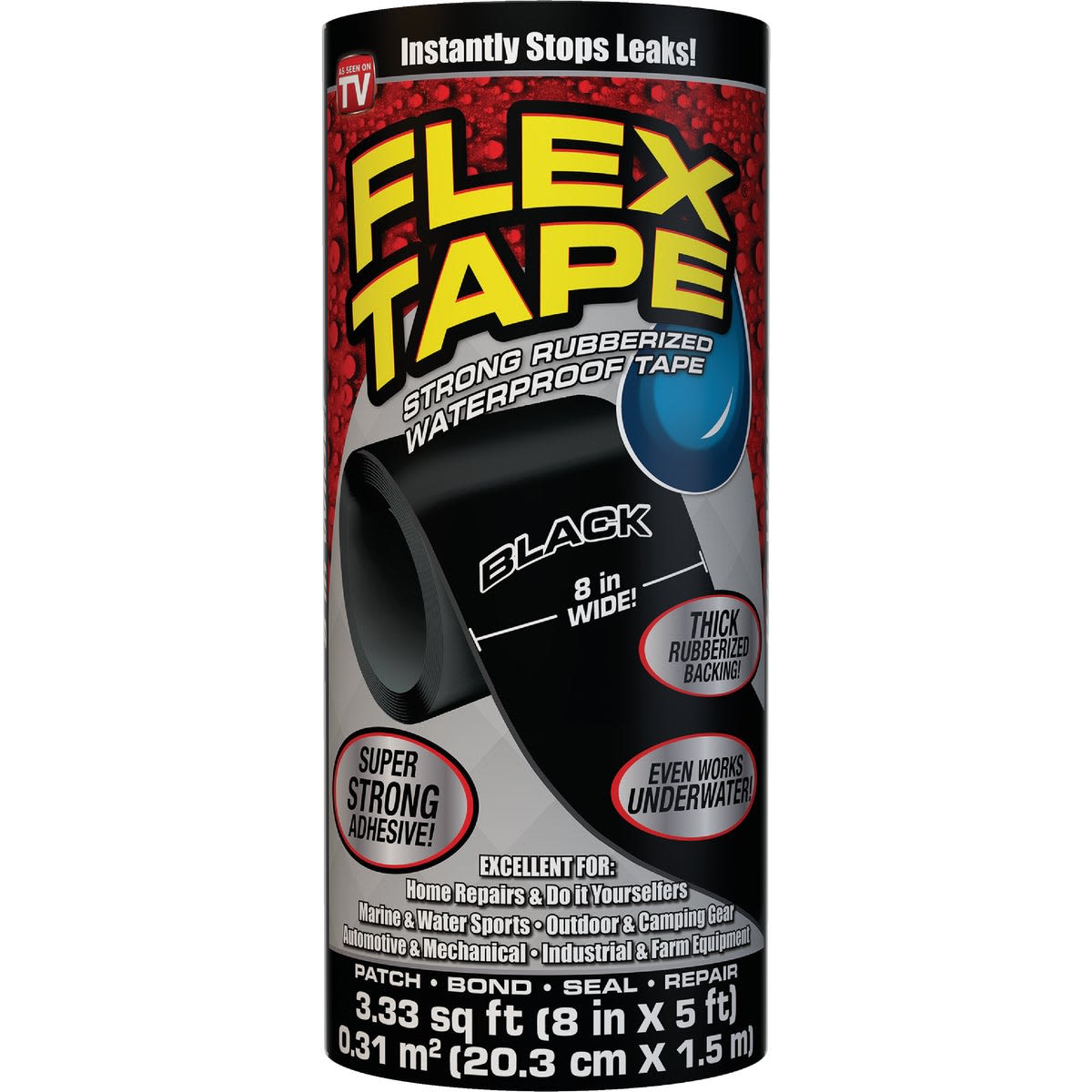 Black rubberized waterproof repair tape with strong adhesive for home improvement, sealing, and waterproof repairs under $50
