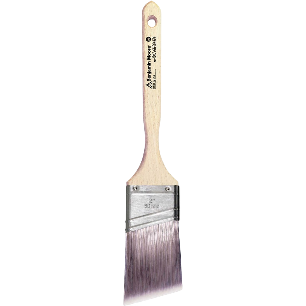 2-inch angled paint brush with firm nylon and polyester bristles and wooden handle for home improvement projects