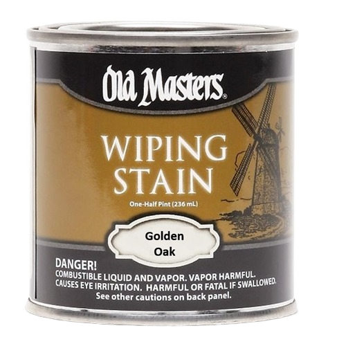 Half pint can of Golden Oak oil-based wiping stain for interior wood finishing in stains and sealers collections under 50 dollars