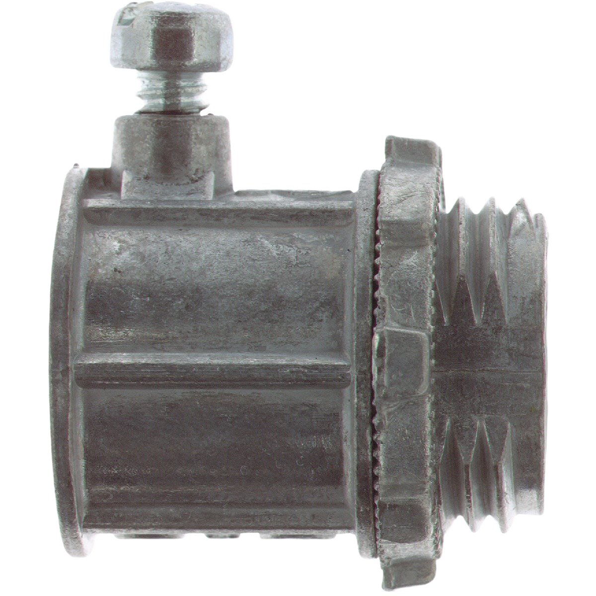 Metal compression connector for EMT conduit with set screw, suitable for electrical and conduit fitting applications under $50.