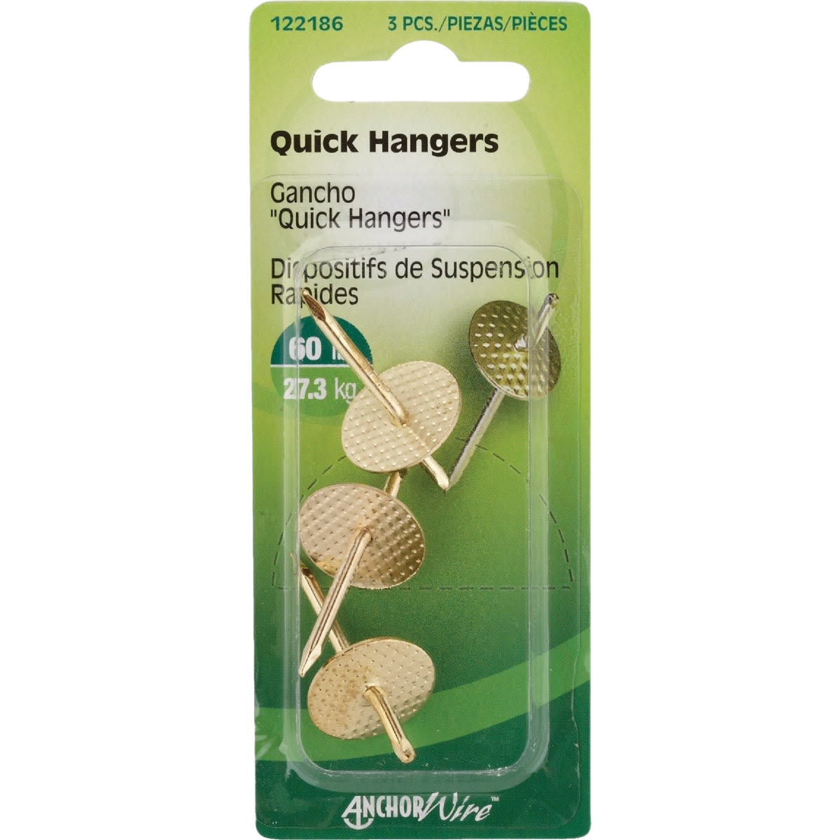 Set of three gold-toned quick hangers for easy wall mounting in hardware and fasteners under $50 collections